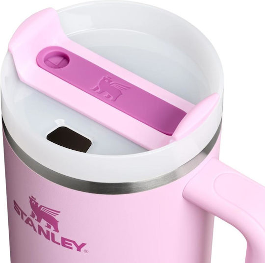 Stanley Quencher H2.0 FlowState Handled Tumbler Thermos Stainless Steel BPA Free 1.18lt Cherry Blossom with Straw and Handle