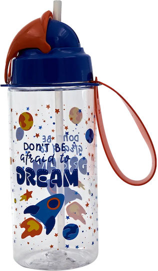 Sidirela Space Kinderflasche Kunststoff mit Strohhalm Auslaufsicher Sonic Space 500ml