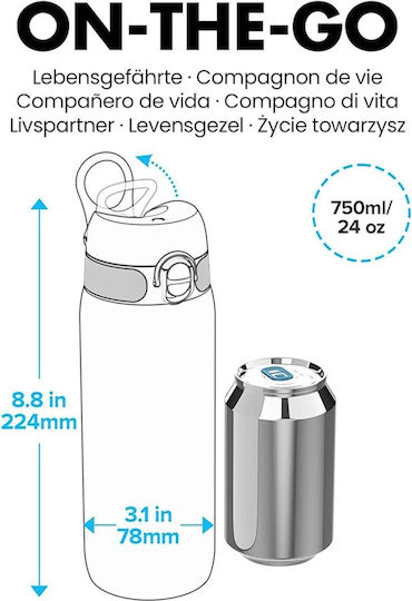 Ion8 Slim Παιδικό Παγούρι Μονόκερος Πλαστικό Μπλε 500ml