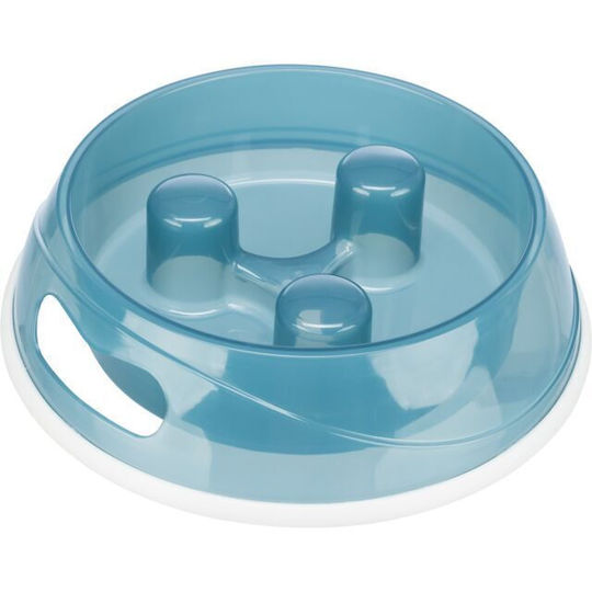 Trixie Kunststoff Schalen Futter & Wasser Langsame Fütterung für Hund & Katze auf Basis von 450ml 20cm in Hellblau Farbe