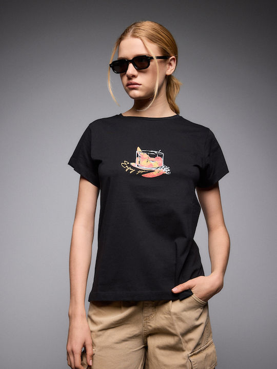 Дамски T-shirt Черен