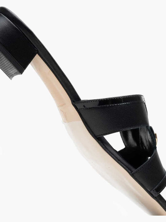 Leder Flache Sandalen für Damen in Schwarz Farbe