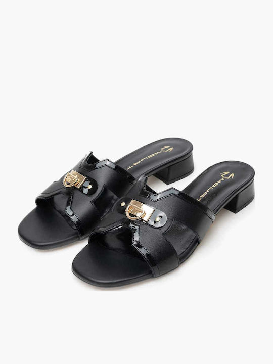 Leder Flache Sandalen für Damen in Schwarz Farbe