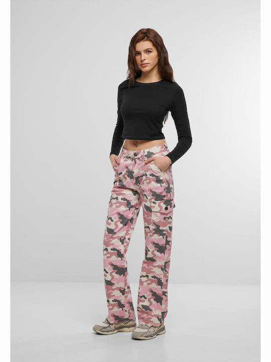 Γυναικείο Jean Παντελόνι σε Relaxed Εφαρμογή Pink Camo