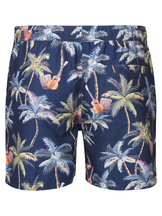 Men's Swimwear Shorts Navy Blue with Patterns