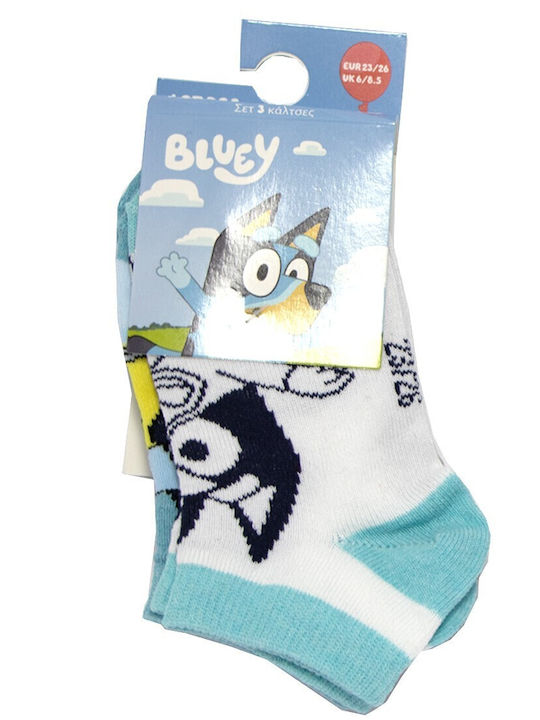 Bluey Παιδικά Σοσόνια Γκρί 3 Ζευγάρια