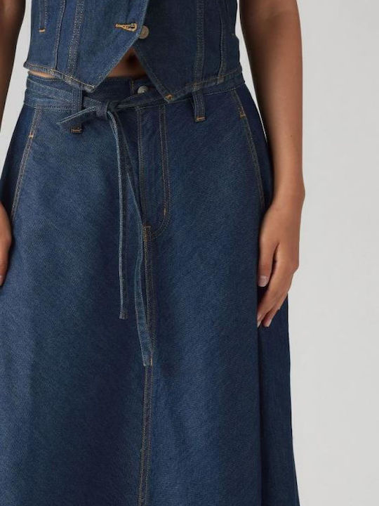 Denim Maxi Fustă Dark Blue