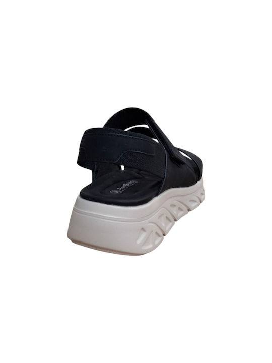 Leather Women's Flat Sandals Anatomic in Black Color