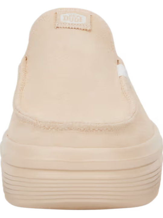 Suede Mules with Low Heel in Beige Color