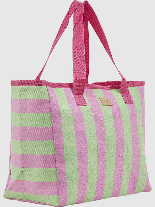 Verde Stroh Strandtasche mit Hut Grün mit Streifen