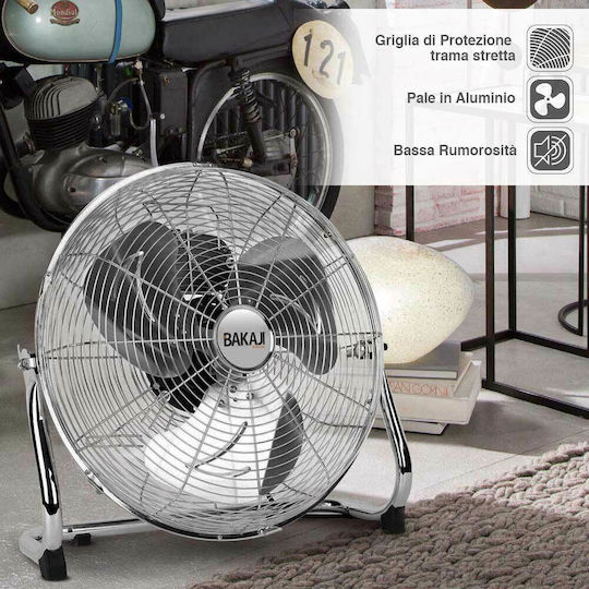 Bakaji Ανεμιστήρας Δαπέδου 100W Διαμέτρου 50cm Ασημί