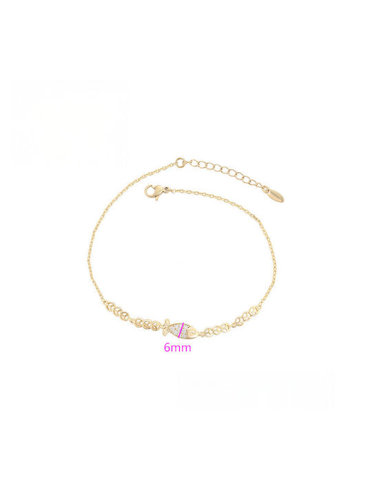 Chrysothemiss Women's Chain Bracelet Gold Plated with Zircon 21cm