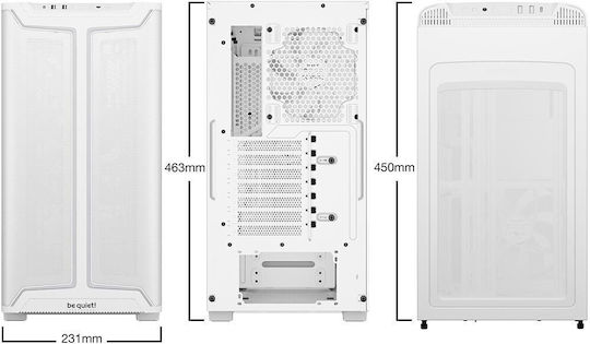 Be Quiet Pure Base 501 DX Геймърско бюро Midi Tower Компютърна кутия със страничен прозорец и RGB осветление Бял