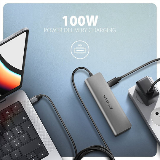 Axagon USB-C Dockingstation für Laptop mit HDMI 4K PowerDelivery Silber