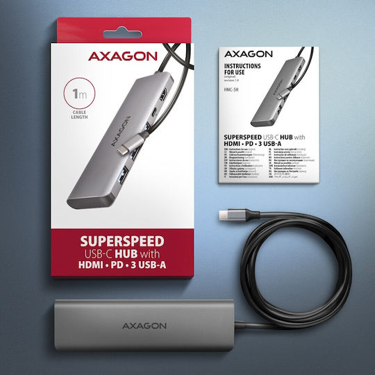 Axagon USB-C Dockingstation für Laptop mit HDMI 4K PowerDelivery Silber