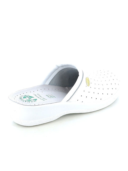 Anatomical Leather Women's Slippers White