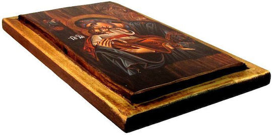 Icoană din lemn cu Fecioara Maria și Iisus Hristos 24x14cm
