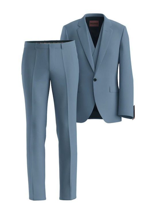 Men's Suit with Vest Slim Fit Sky Blue