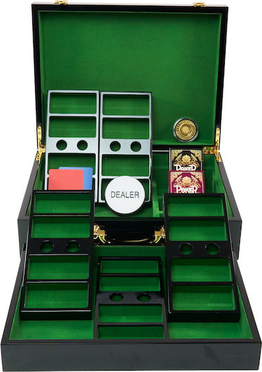 Set of 500 Poker Chips Quattro 14g Luxury Wooden Box