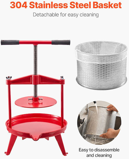 Vevor Fruit Wine Press Manual Wine Making 2.38 Gal/9L Stainless Steel