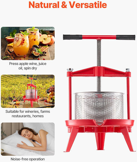 Vevor Fruit Wine Press Manual Wine Making 2.38 Gal/9L Stainless Steel