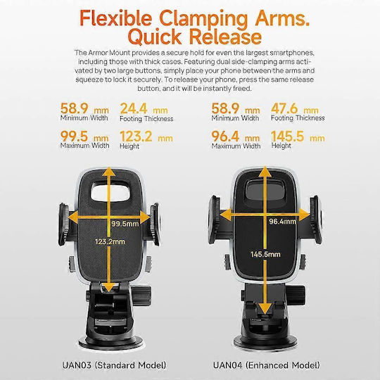 Ulefone Armor Mount Поставка за Мобилен Телефон за Кола с регулируеми куки Черна