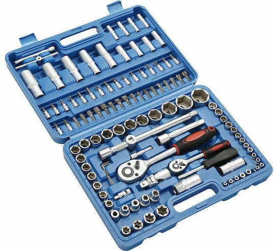 Set de chei tubulare și clichet 1\2" & 3\8" & 1\4" 108buc