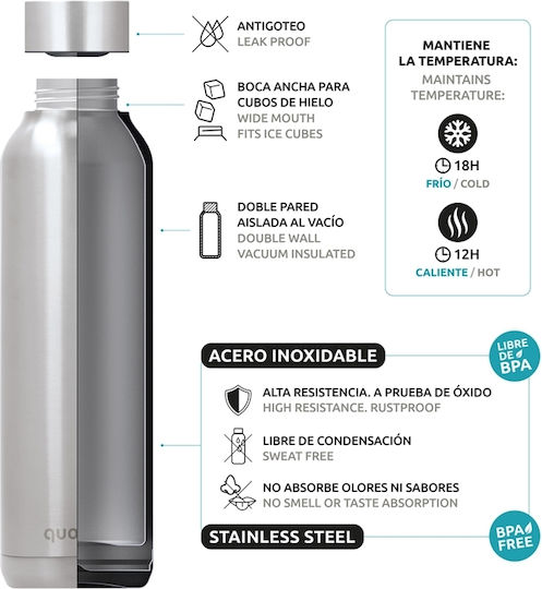 Quokka Solid Bottle Thermos Stainless Steel BPA Free 630ml Mustard with Mouthpiece