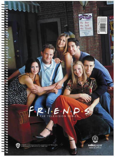 Salko Paper Σπιράλ Τετράδιο Ριγέ Β5 60 Φύλλων 2 Θεμάτων Friends
