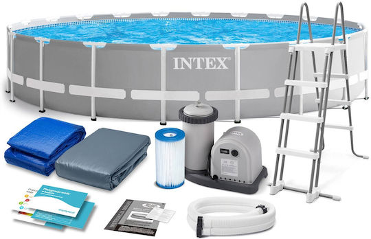 Intex Ultra Frame Prism Кръгъл Басейн 32.695л с Метална Рамка 610x132см Сив