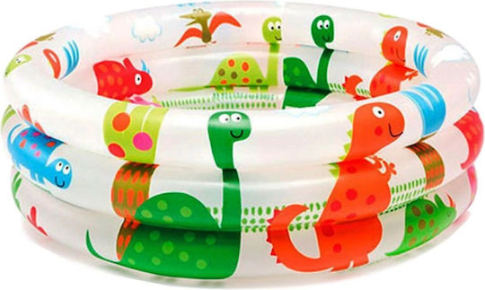 Intex Dinosaur 3-ring Baby Παιδική Στρογγυλή Πισίνα PVC 33lt Φουσκωτή 61x22εκ. Beach Buddies