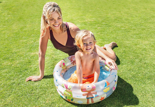 Intex Dinosaur 3-ring Baby Παιδική Στρογγυλή Πισίνα PVC 33lt Φουσκωτή 61x22εκ. Beach Buddies