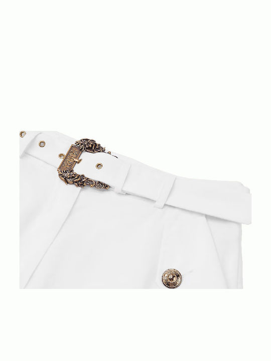 Women's High-waisted Fabric Cargo Trousers White