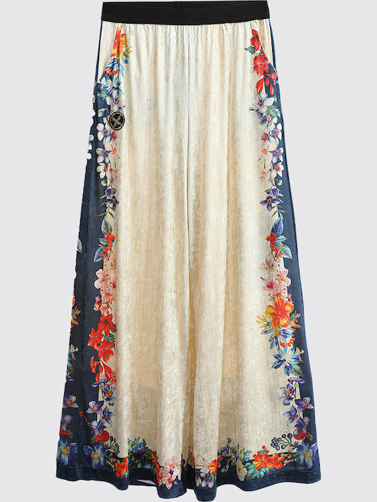 Dama Tesatura Pantaloni Floral Ecru