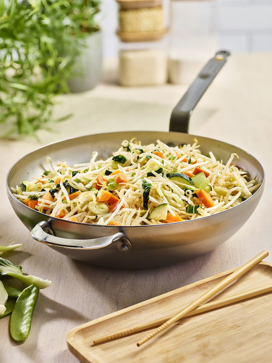 De Buyer Mineral B Wok made of Carbon Steel with Stone Coating 32cm