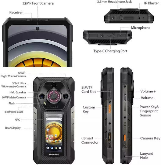Ulefone Armor 30 Pro 5G Dual SIM (16/512GB) Ανθεκτικό Smartphone Μαύρο