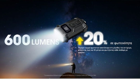 NiteCore Rechargeable Keychain Flashlight LED with Maximum Brightness 600lm Tini 3 Gray