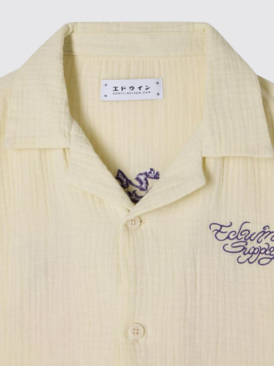 Melt Chaos Short-sleeved Cotton Shirt Ecru