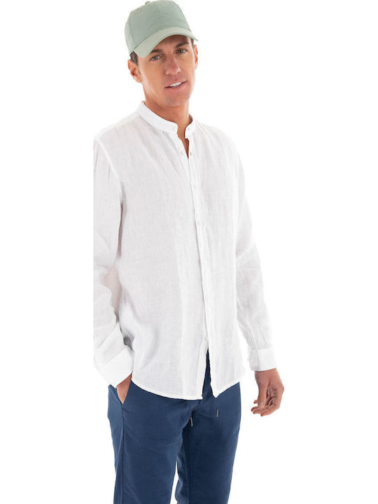 Long-sleeved Linen Shirt White