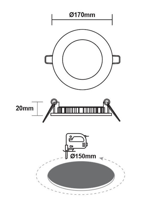 Φωτιστικό Panel Led Οροφής 12w 120° 4000k