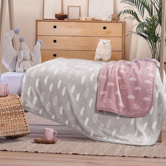 Nef-Nef Homeware Blanket Nursery Swaddling Blankets Clouds Velvet Gray 75x100cm