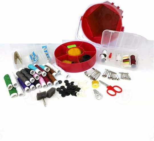 Set Portabil de Cusut Siks, Trusă Completă de Croitorie cu 210 Accesorii, Ață, Ace, Nasturi, Roșu