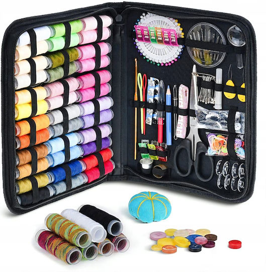 Set de Cusut Dexxer Ace de Cusut Bobine Colorate Foarfecă Geantă de Transport Accesorii 226 Piese