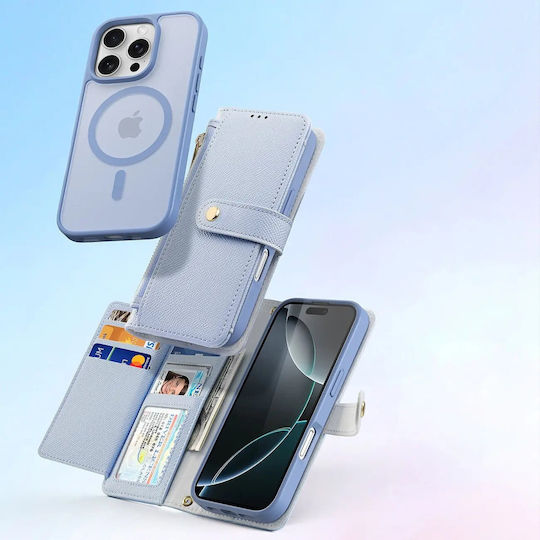 Dux Ducis Lawa Wallet Leather / Silicone Blue (iPhone 16 Pro)