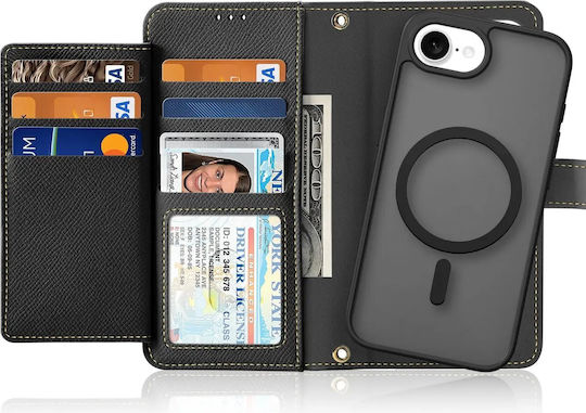 Dux Ducis Lawa Wallet Piele / Silicon Negru (iPhone 17e / 16e)