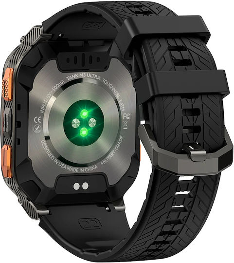 Kospet Tank M3 Ultra Stainless Steel Waterproof Smartwatch with Heart Rate Monitor (Black)