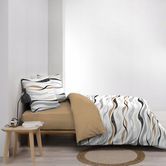 Douceur d'Intérieur Natura Baumwolle Bettbezug Set 240x220cm Übergröße mit 2 Natura Kissenbezügen