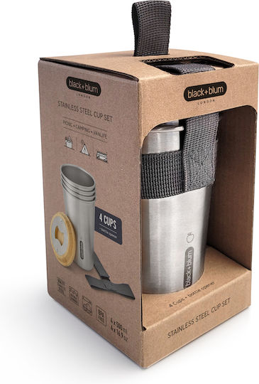 Black & Blum 500ml Stainless Steel Cups Grey Picnic Set of 4 Pieces
