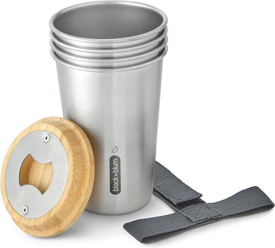 Black & Blum 500ml Stainless Steel Cups Grey Picnic Set of 4 Pieces