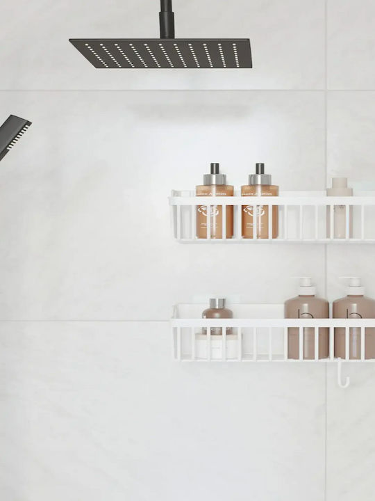Femmit Self-Adhesive Plastic Bathroom Shelf Set of 2 Bathroom & Kitchen Organization Shelves 26x11x9 Cm White
